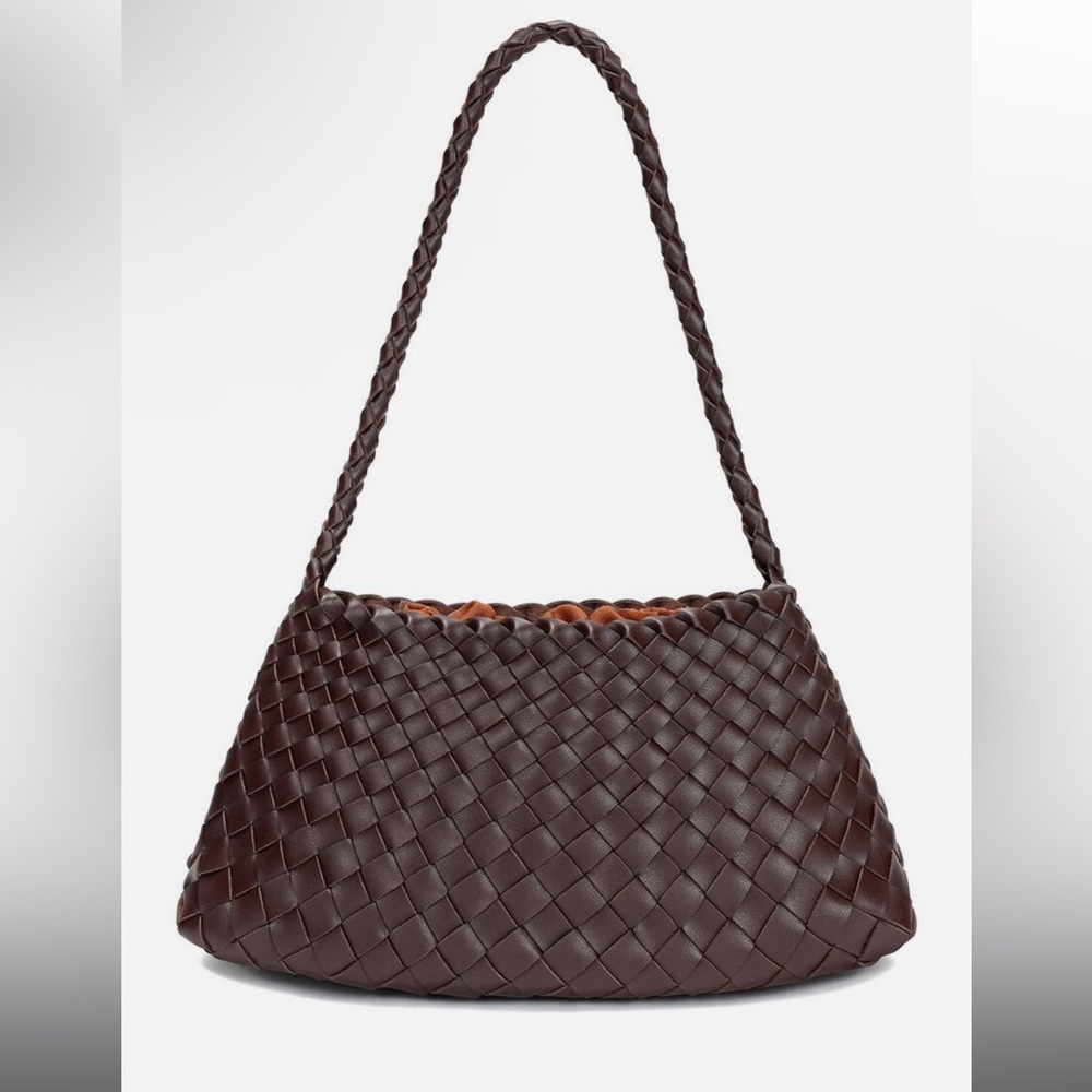 Brown Woven Leather Shoulder Bag